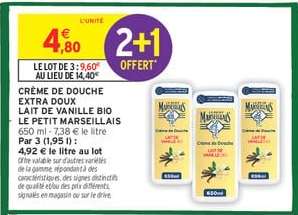 Crème de Douche Extra Doux Lait de Vanille Bio Le Petit Marseillais