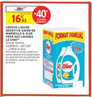 Lessive Liquide Sensitive Savon de Marseille & Aloe Vera