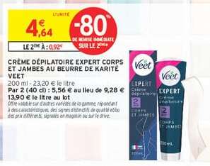 CRÈME DÉPILATOIRE EXPERT CORPS ET JAMBES AU BEURRE DE KARITÉ VEET