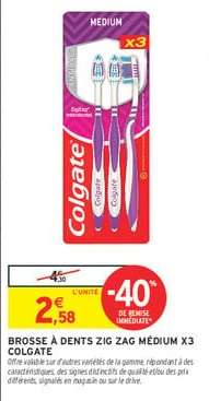 Brosse à dents Zig Zag Médium X3 Colgate