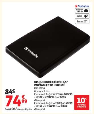 DISQUE DUR EXTERNE 2,5'' PORTABLE 1 TO USB3.0