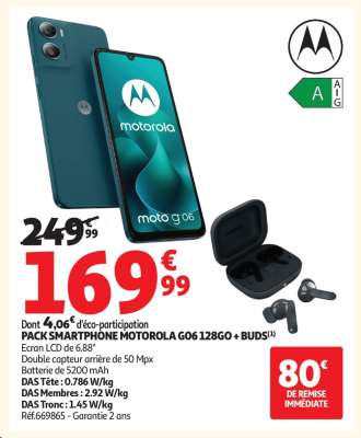 PACK SMARTPHONE MOTOROLA G06 128GO + BUDS