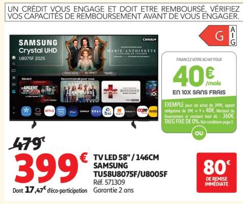 TV LED 58" / 146CM SAMSUNG TU58U8075F/U8005F
