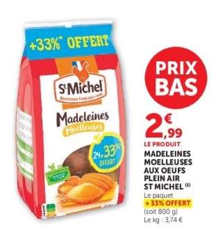 Madeleines Moelleuses aux Oeufs Plein Air St Michel