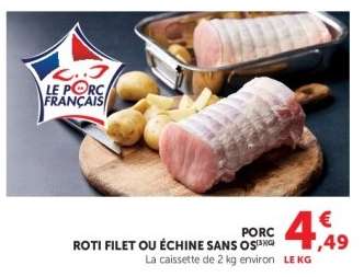 Porc rôti filet ou échine sans os
