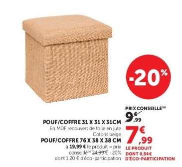 POUF/COFFRE 31 X 31 X 31CM