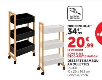 Desserte Bambou à Roulettes