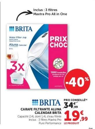 CARAFE FILTRANTE ALUNA CALENDAR BRITA