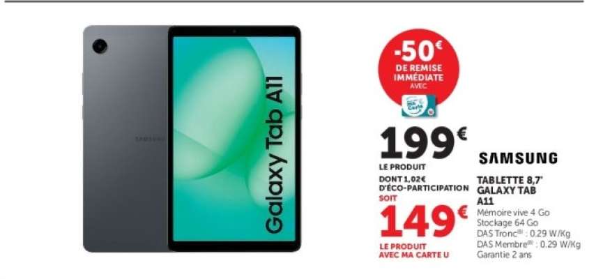 SAMSUNG TABLETTE 8.7" GALAXY TAB A11