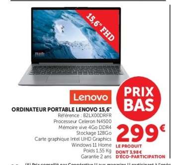 ORDINATEUR PORTABLE LENOVO 15,6"