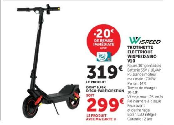 TROTTINETTE ELECTRIQUE WISPEED AIRO V10