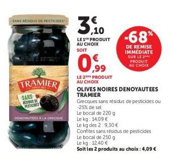 Olives noires dénoyautées Tramier