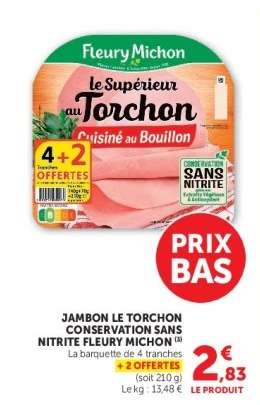 JAMBON LE TORCHON CONSERVATION SANS NITRITE FLEURY MICHON