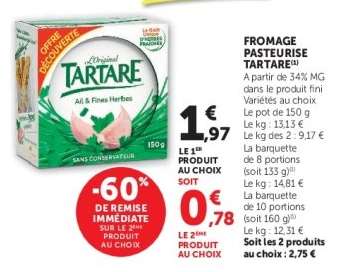 FROMAGE PASTEURISE TARTARE