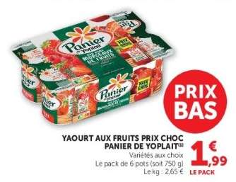 Yaourt aux fruits Prix Choc Panier de Yoplait