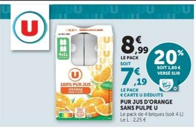 Pur Jus d'Orange Sans Pulpe U