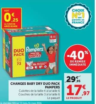 CHANGES BABY DRY DUO PACK PAMPERS