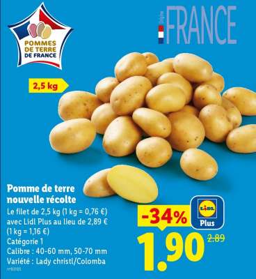 Pomme de terre nouvelle récolte