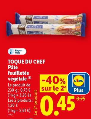 TOQUE DU CHEF Pâte feuilletée végétale