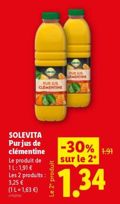 SOLEVITA Pur jus de clémentine