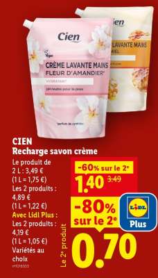 CIEN Recharge savon crème