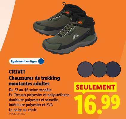 CRIVIT Chaussures de trekking montantes adultes