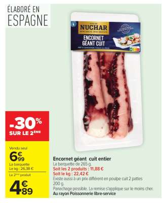 Encornet géant cuit entier