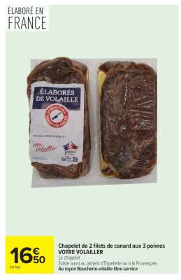 Chapelet de 2 filets de canard aux 3 poivres