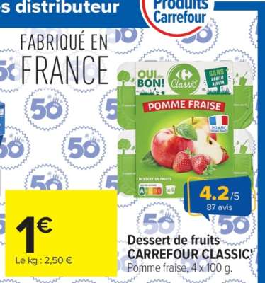 Dessert de fruits CARREFOUR CLASSIC'
