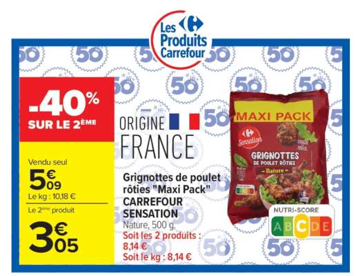 Grignottes de poulet rôties 'Maxi Pack' CARREFOUR SENSATION