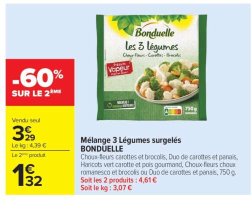 Mélange 3 Légumes surgelés BONDUELLE