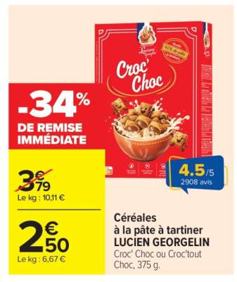 Céréales à la pâte à tartiner LUCIEN GEORGELIN