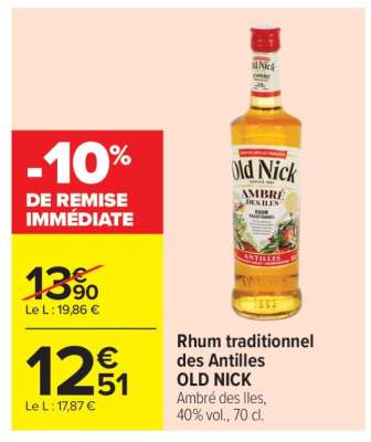 Rhum traditionnel des Antilles OLD NICK