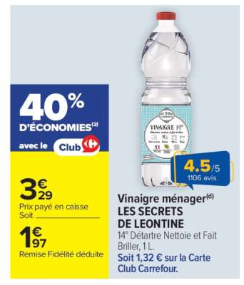 Vinaigre ménager LES SECRETS DE LEONTINE