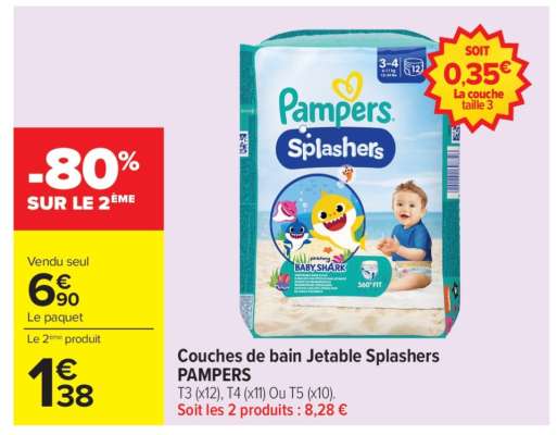 Couches de bain Jetable Splashers PAMPERS