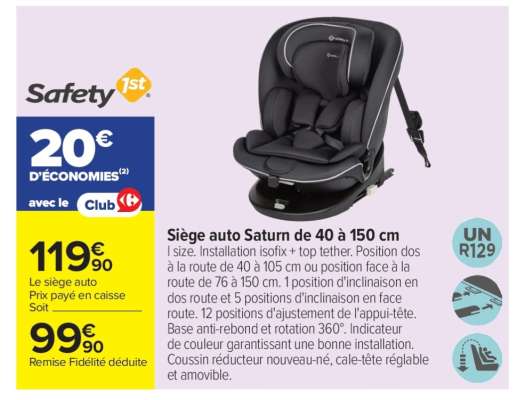 Siège auto Saturn de 40 à 150 cm