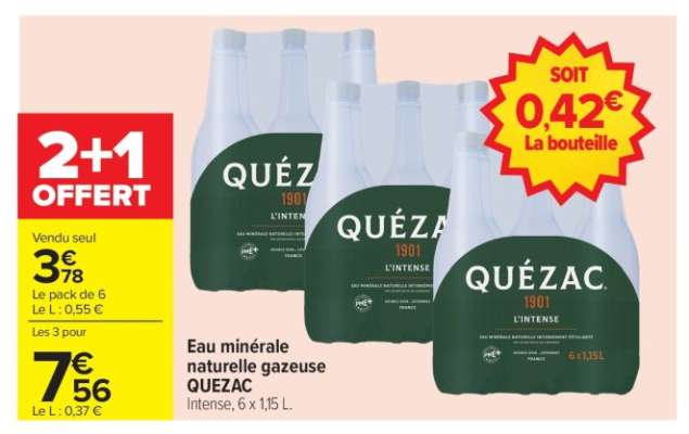 Eau Minerale Naturelle Gazeuse Quezac
