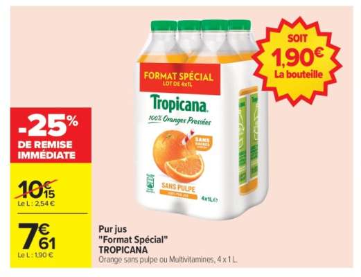 Pur jus "Format Spécial" TROPICANA