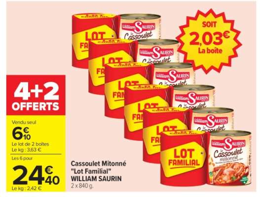 Cassoulet Mitonné "Lot Familial" WILLIAM SAURIN