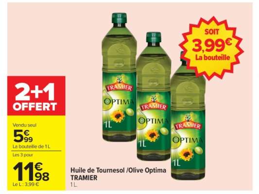 Huile de Tournesol/Olive Optima TRAMIER