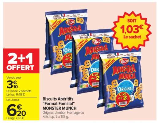 Biscuits Apéritifs "Format Familial" MONSTER MUNCH