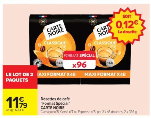Dosettes de café "Format Spécial" CARTE NOIRE