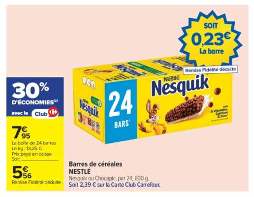 BARRES DE CÉRÉALES NESTLE