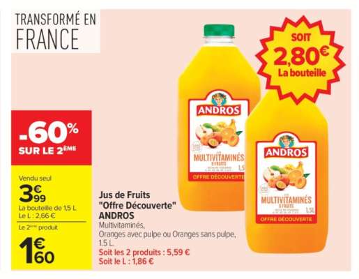 Jus de Fruits "Offre Découverte" ANDROS