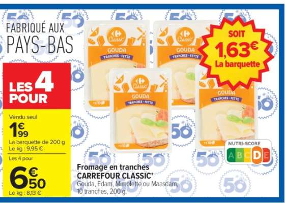 Fromage en tranches CARREFOUR CLASSIC