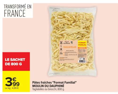 Pâtes fraîches "Format Familial" MOULIN DU DAUPHINÉ