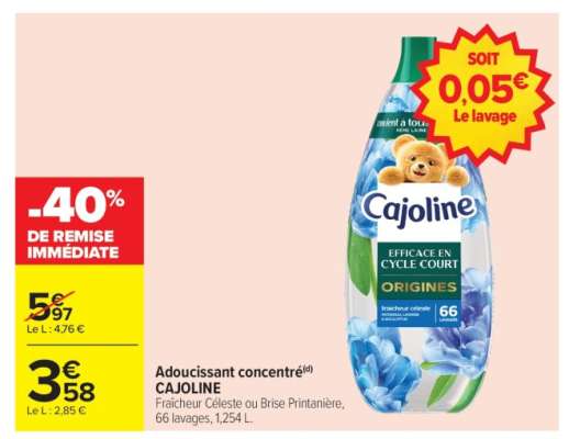 Adoucissant concentré CAJOLINE