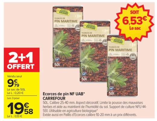 Ecorces de pin NF UAB* CARREFOUR
