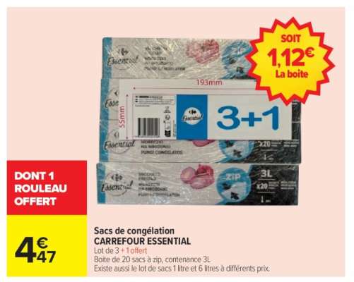Sacs de congélation CARREFOUR ESSENTIAL