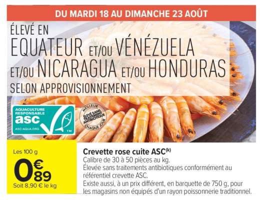 Crevette rose cuite ASC